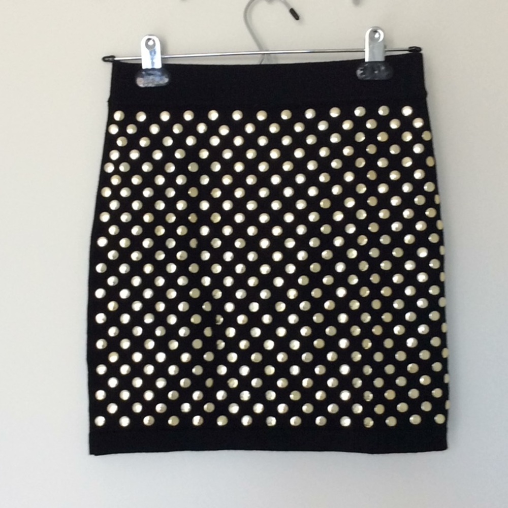 Forever 21 Gold studded black mini skirt